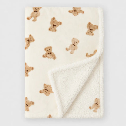 Couverture Polaire Ours Beige - Hiver 75×100 cm Berceau des Rêves Nid d'ange hiver