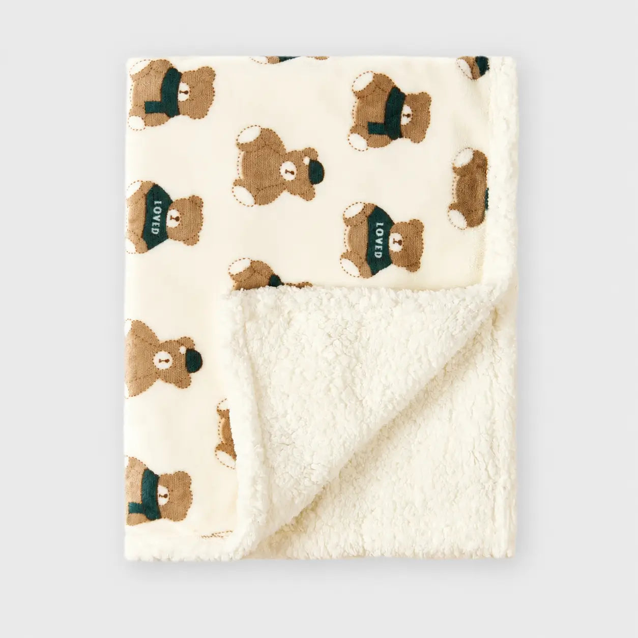 Couverture Polaire Ours Vert - Hiver 75×100 cm Berceau des Rêves Nid d'ange hiver