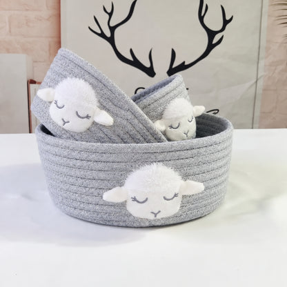 Paniers de Rangement Tissé Animal Gris Berceau des Rêves Panier de rangement